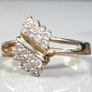 Gold Plated Cubic Zirconia Cocktail Ring  Size 8